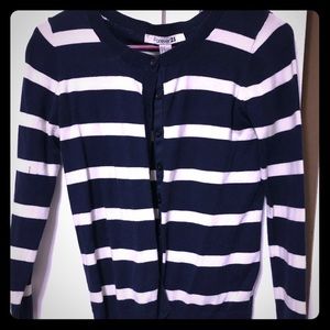 navy & white stripe nautical style cardigan